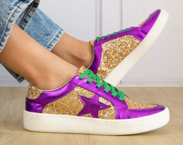 mardi gras glitter sneakers