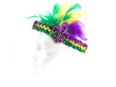 Feather Mardi Gras headband