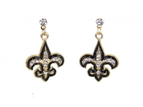 Black n gold bling fleur earrings
