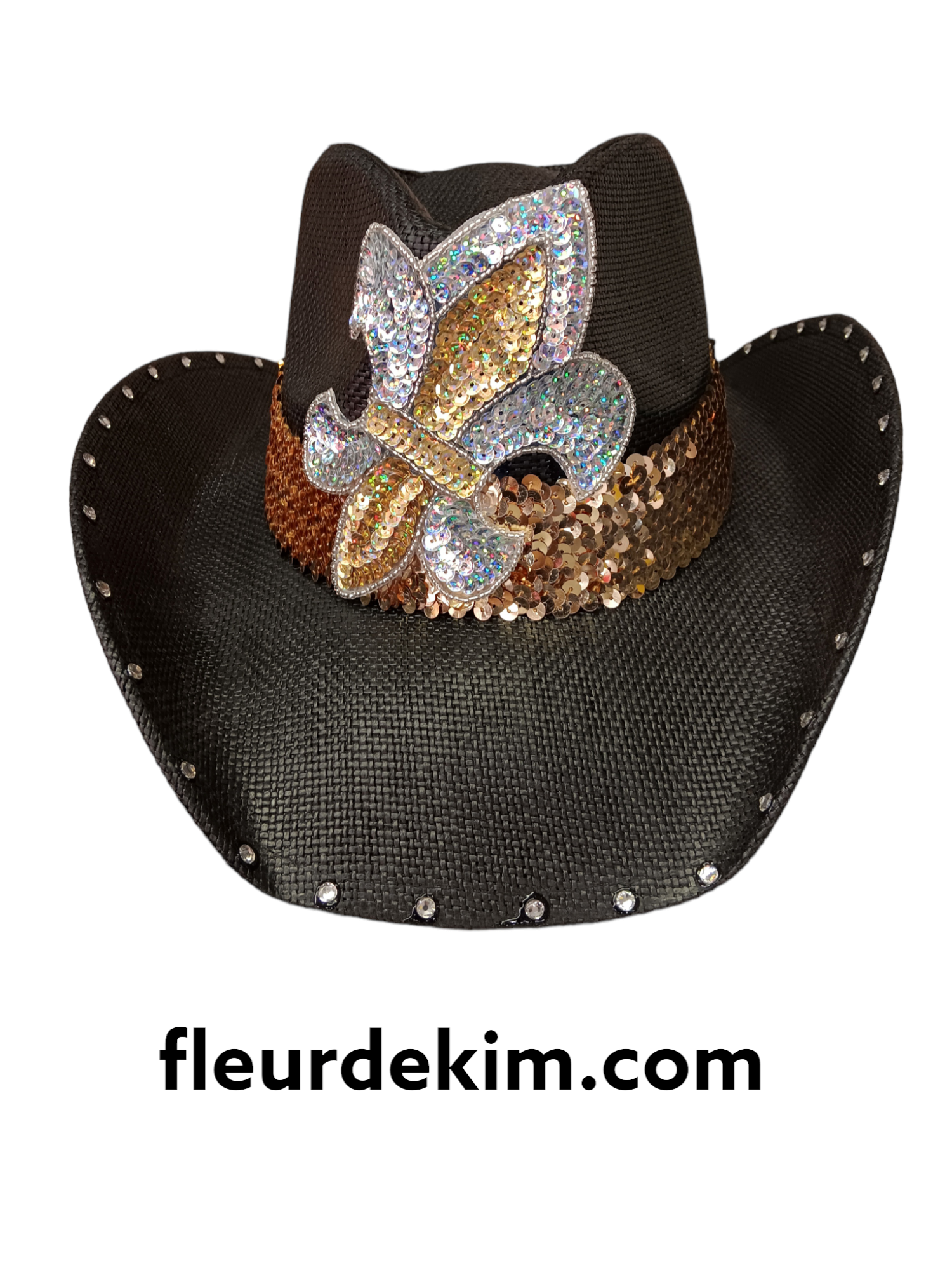 **limited** Cowboy hat with silver/gold sequin fleur de lis and bling