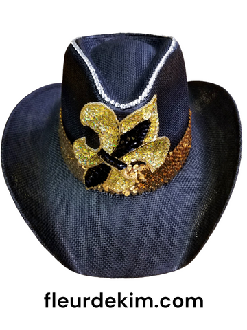 **limited** Cowboy hat with sequin fleur de lis and bling