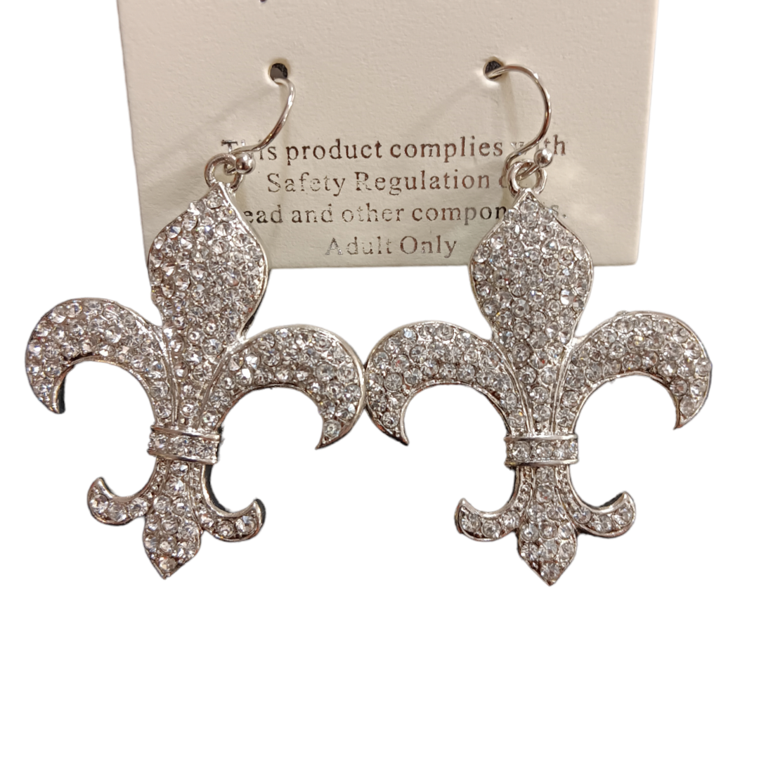 New bling fleur earrings silver (XL)