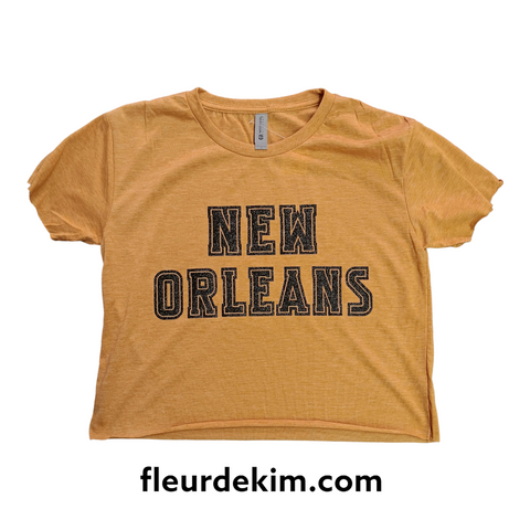 "New Orleans" crop black glitter/mustard gold