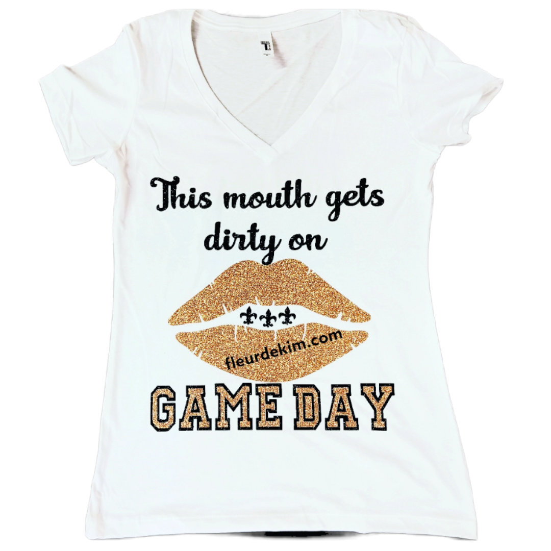 "Dirty Mouth" tshirt white with glitter