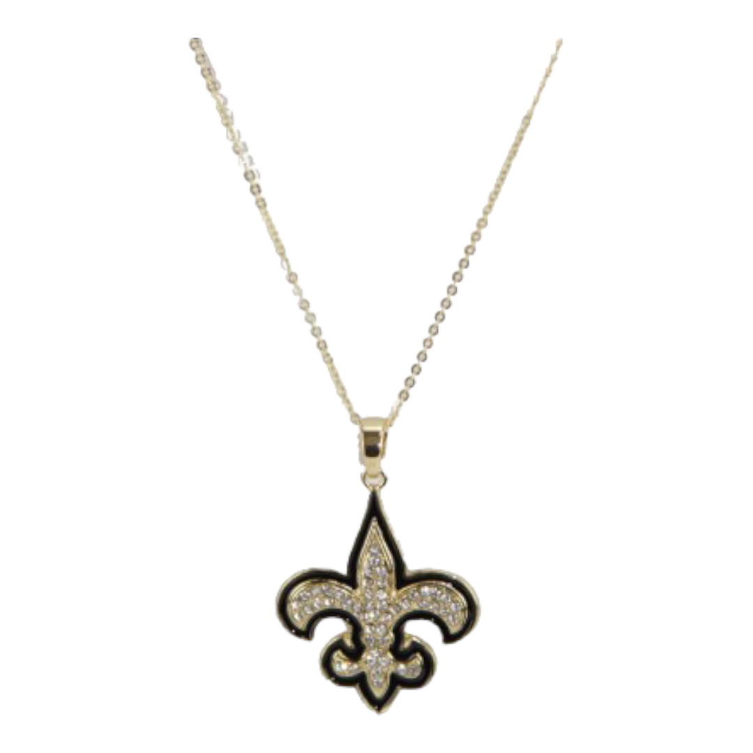 Black n gold bling fleur necklace large