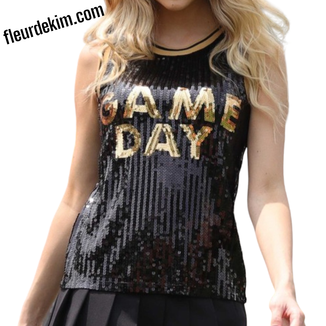 Black n gold sequin tank *front only*(has some stretch)