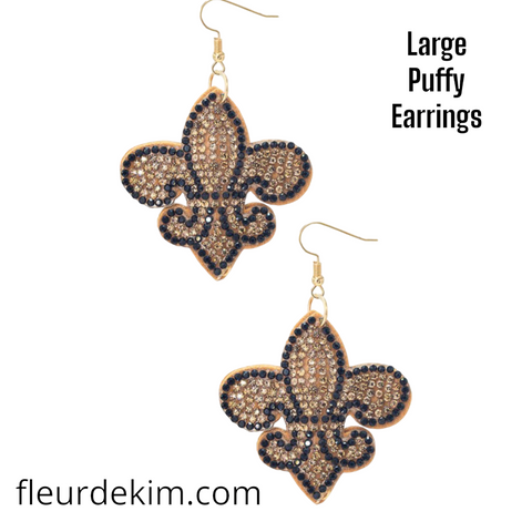 *xl and lightweight* fleur puffy bling earrings