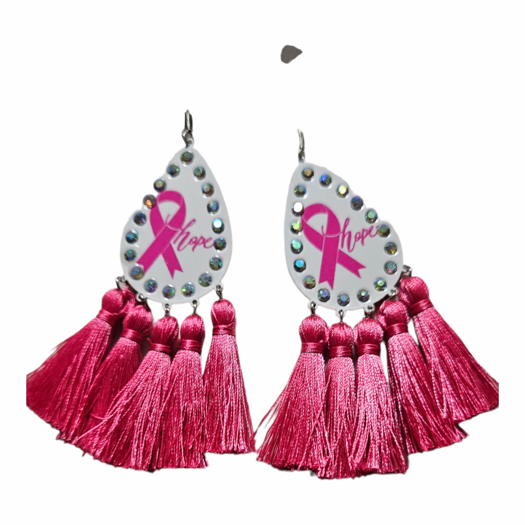 Pink tassel earrings