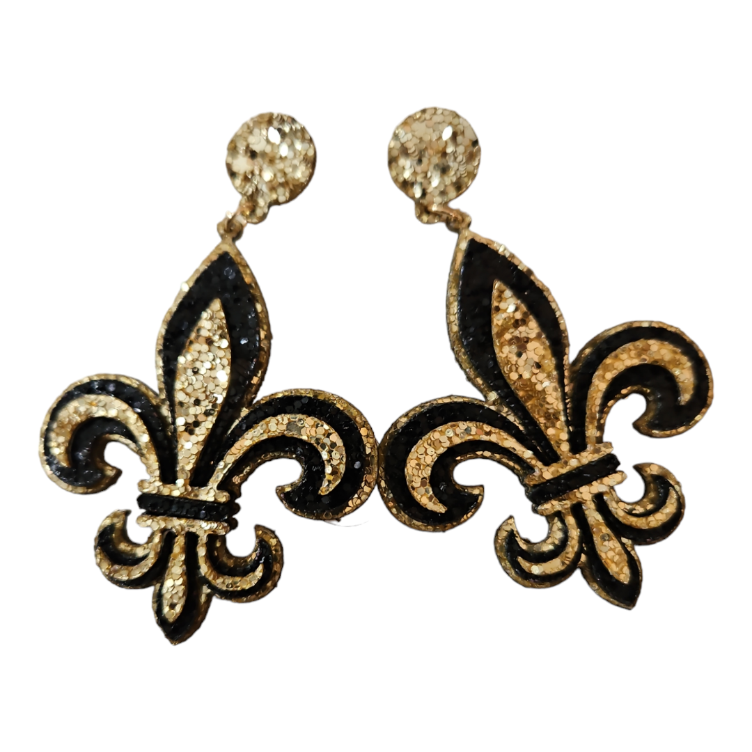 XL fleur de lis sparkly earrings