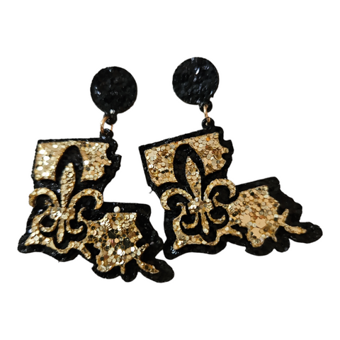 Xl sparkly Louisiana earrings