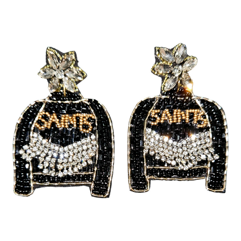 Saints jacket bling earrings xl sized