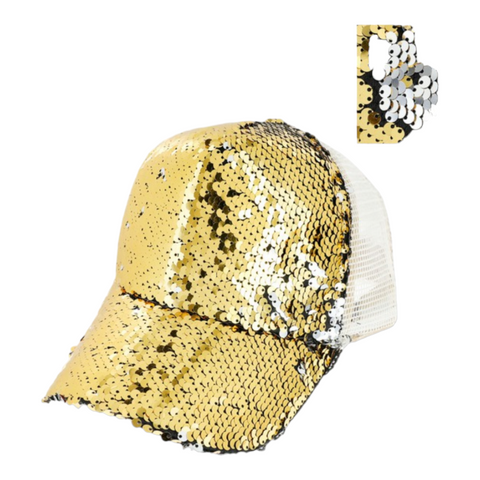 Gold and silver sequin cap