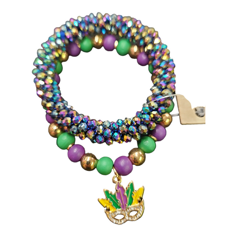 Mardi Gras mask stacked bracelet
