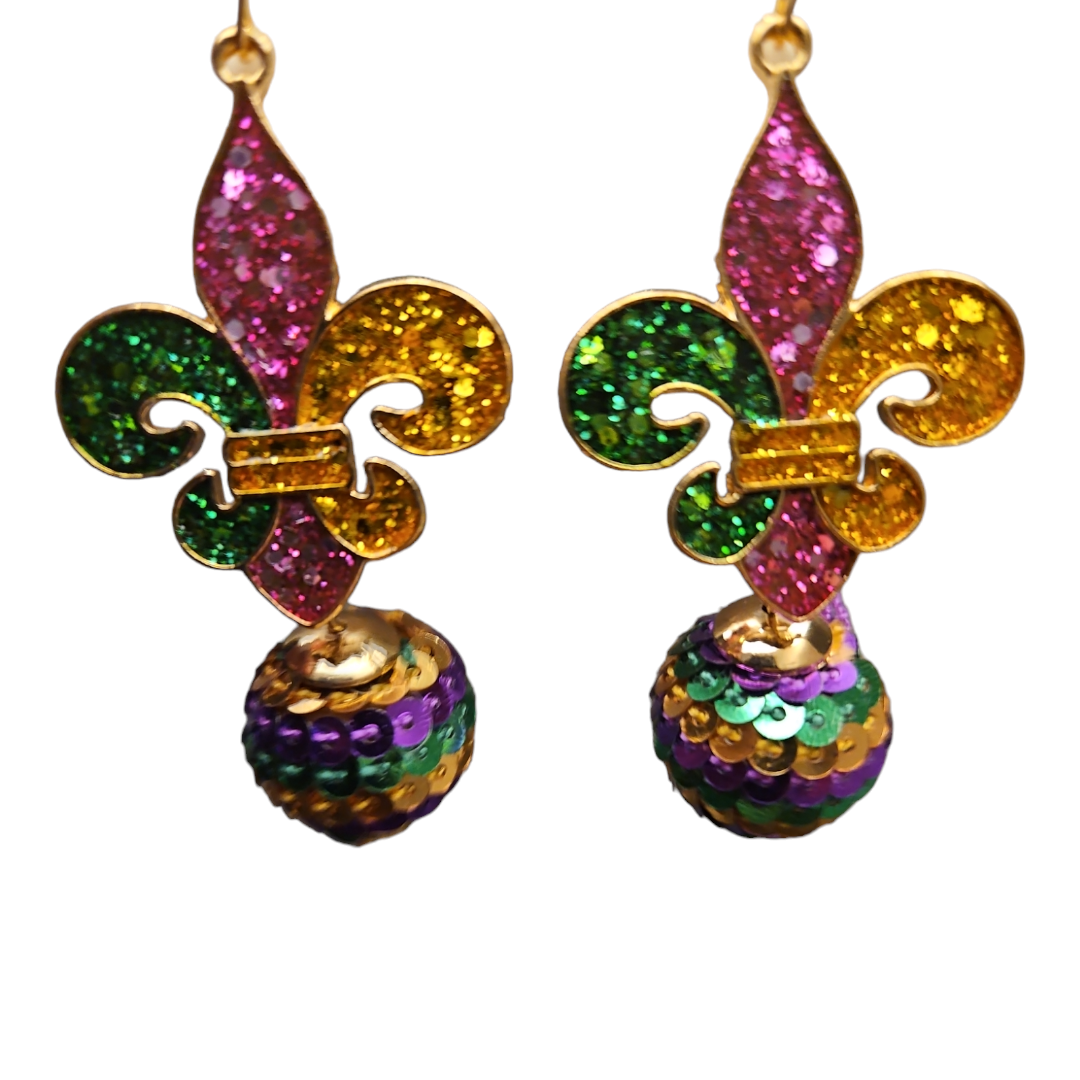 Mardi Gras earrings (fish hook)