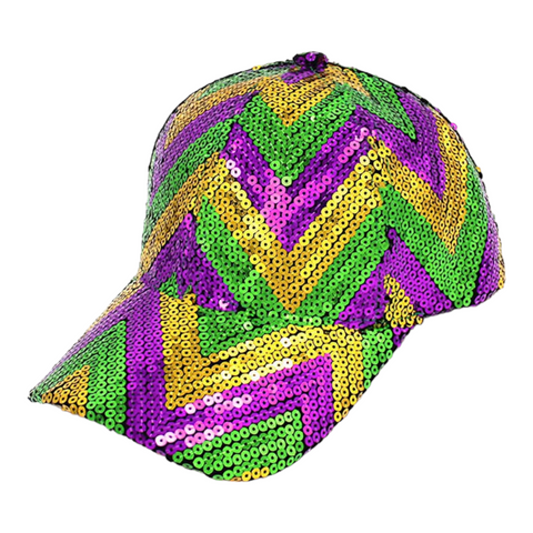 Sequin Mardi Gras cap