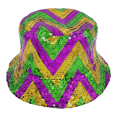 Sequin Mardi Gras bucket hat