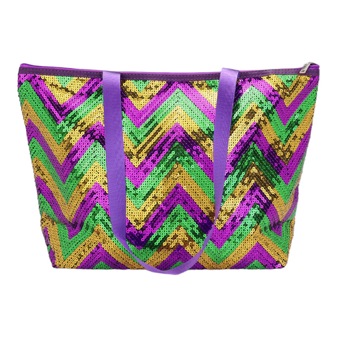 Sequin Mardi Gras tote