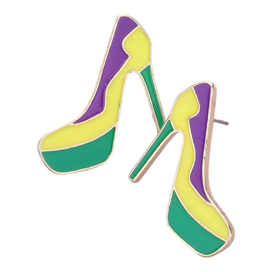 Mardi Gras heel earrings