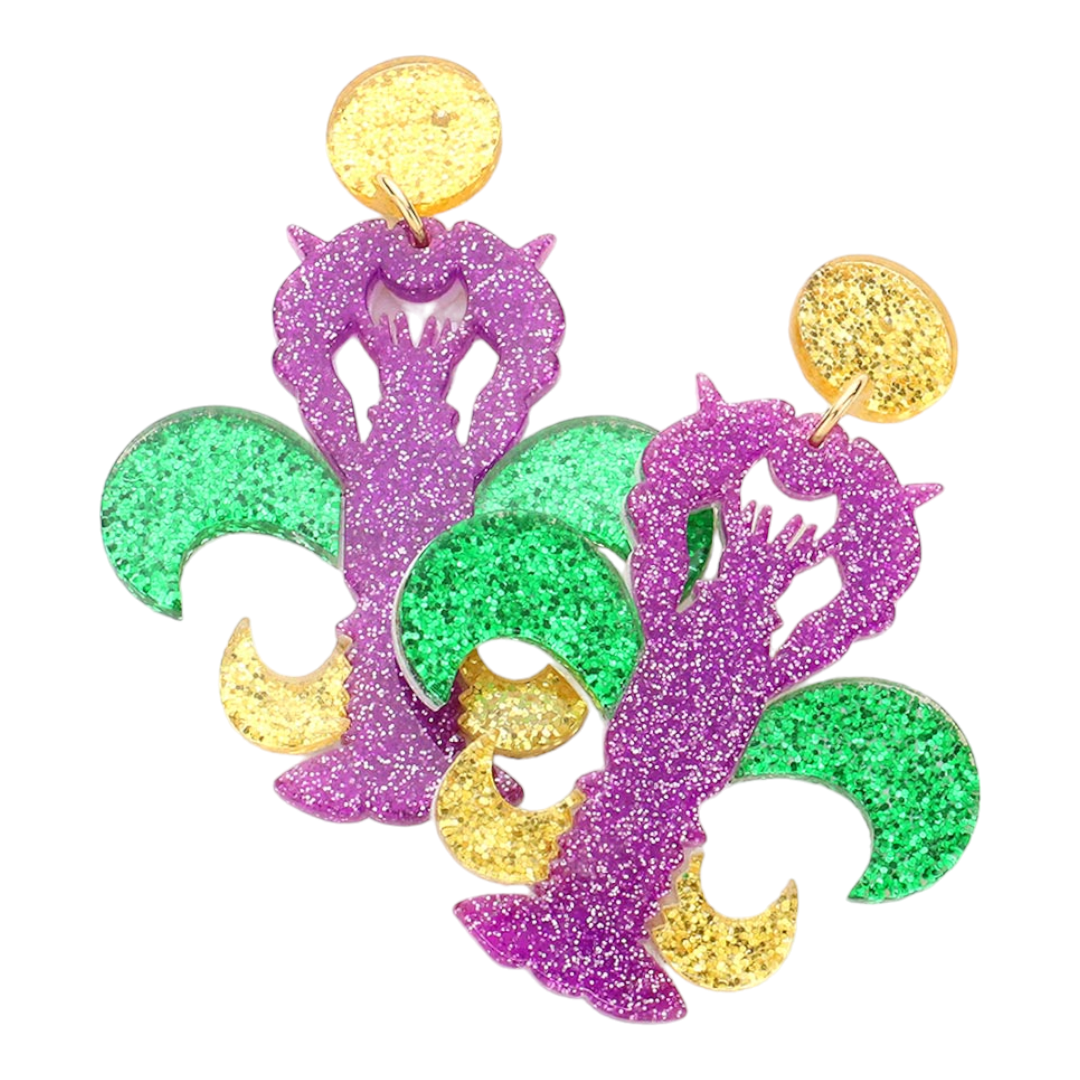 Mardi Gras crawfish earrings