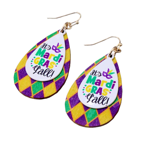 Mardi Gras teardrop earrings