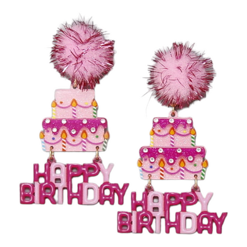 Birthday cake pink earrings