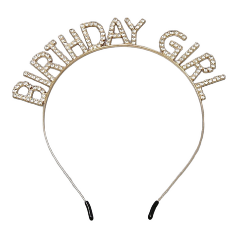 BIRTHDAY GIRL bling headband gold