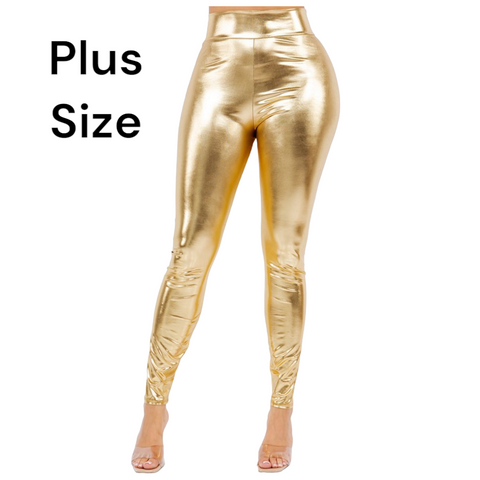 Metallic gold tights plus *runs small