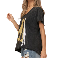 OVERSIZED (washed black/charcoal look) sequin boot shirt