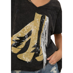 OVERSIZED (washed black/charcoal look) sequin boot shirt