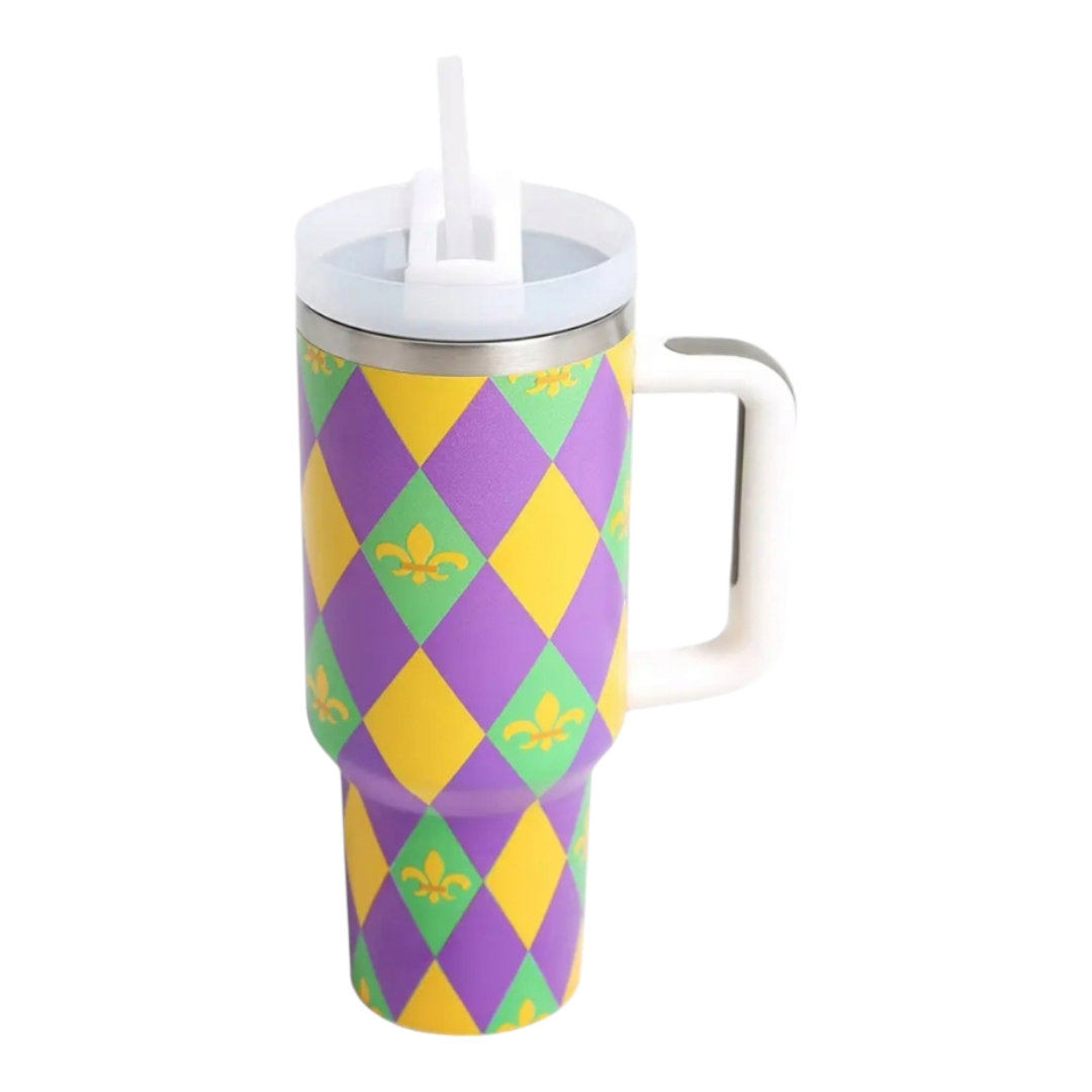 Mardi Gras 40 oz. stainless steel tumbler