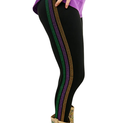 Plus Bling striped tights one size (XL-2X))