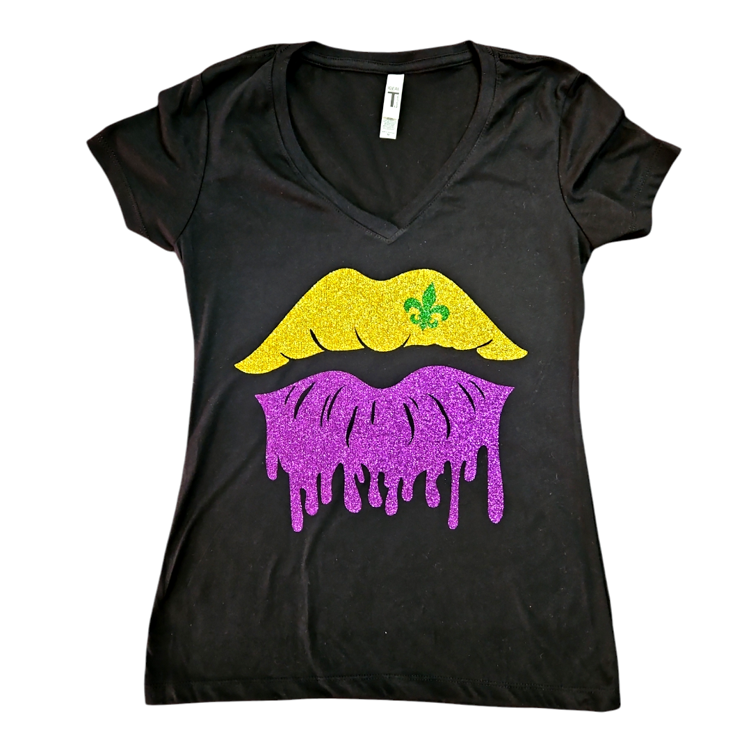 Mardi Gras fleur lips black