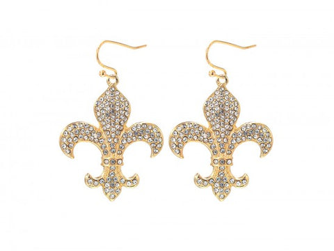 bling fleur de lis earrings XL