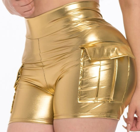 Metallic gold shorts