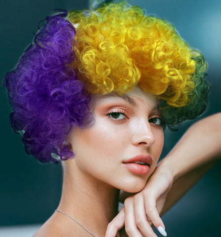 Mardi Gras curly afro wig