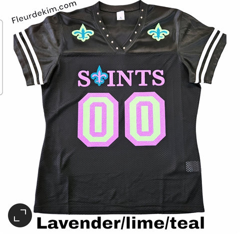 Bling jerseys lavender/lime/teal *order a size up*
