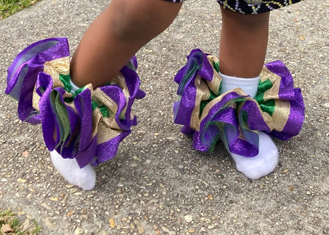 Size infant- 3 years Mardi Gras Ankle Rufflets style 6