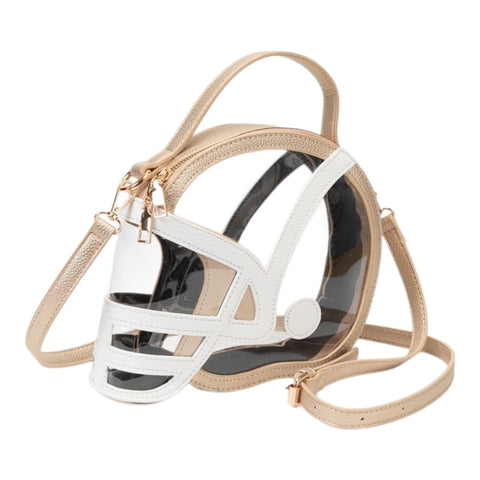 White and gold helmet clear bag