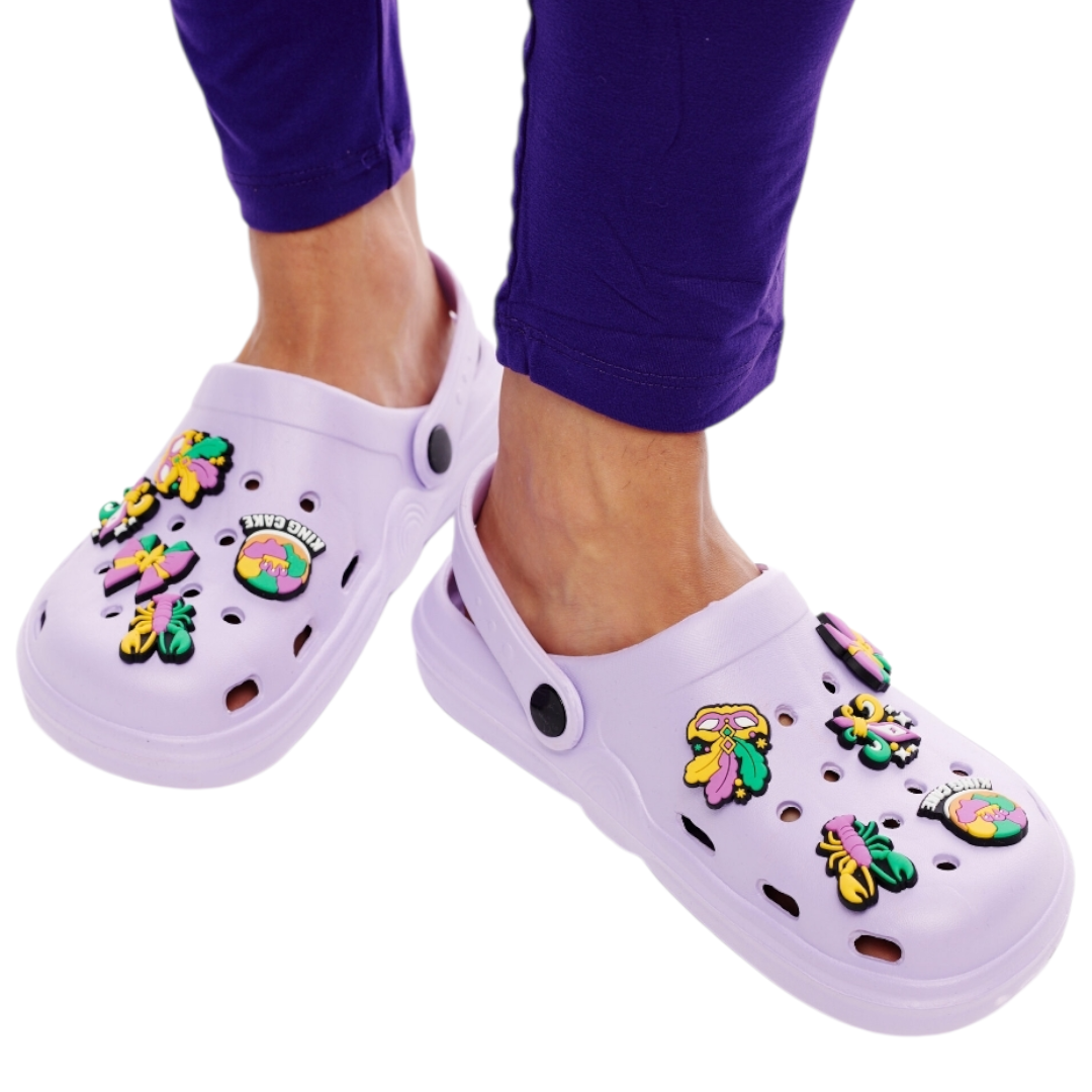 Mardi gras charm clogs