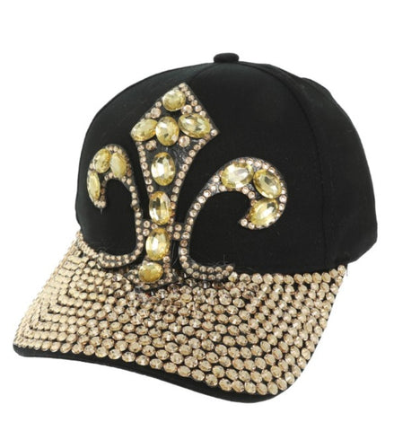 Fleur de lis bling cap black