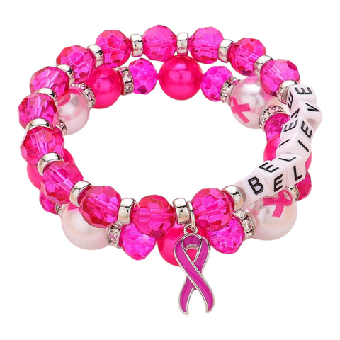 Hot Pink believe charm bracelets