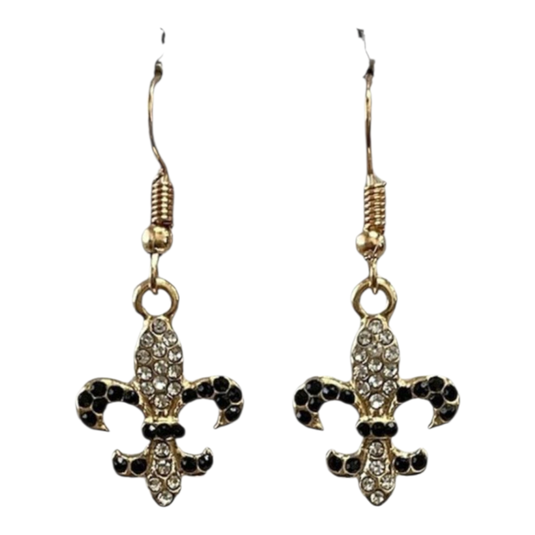 Small Fleur de lis bling earrings