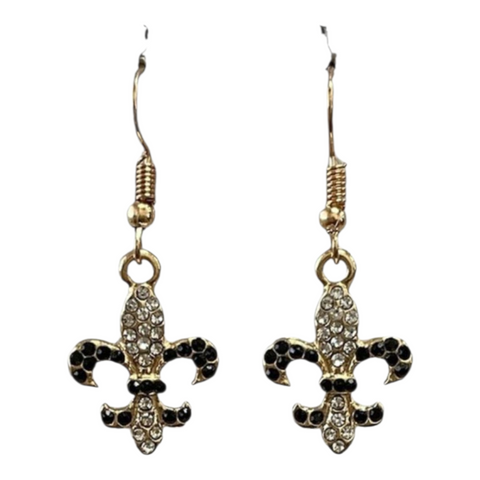 Small Fleur de lis bling earrings