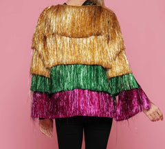 Mardi Gras Supreme fringe cardigan