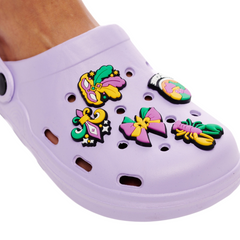 Mardi gras charm clogs