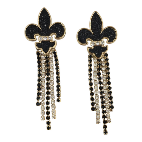 Rhinestone tassel fleur earrings