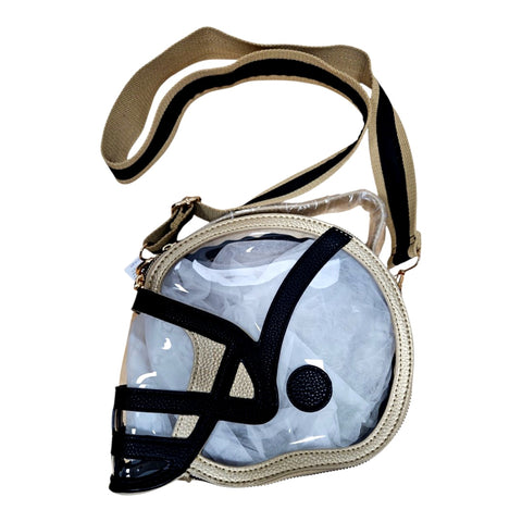 Gold n black  helmet clear bag (has wide black n gold strap)
