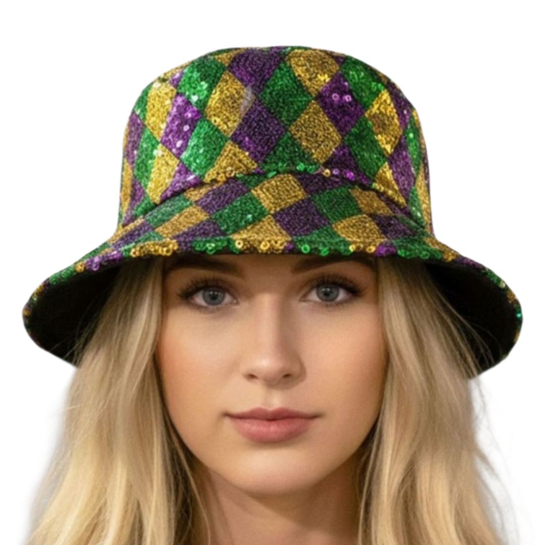 Sequin Mardi bucket hat
