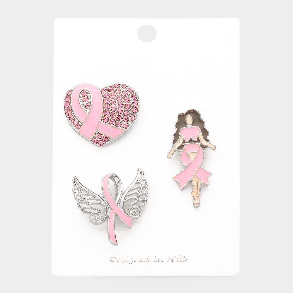 Pink ribbon brooch