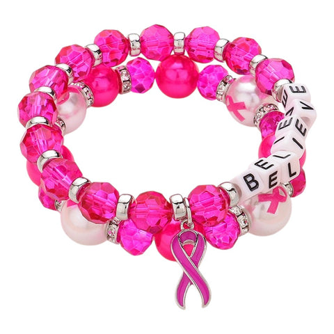 Pink believe charm bracelets